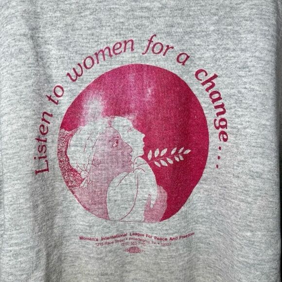 Vintage 90s Fruit Of The Look Listen To Women Gray Crewneck Sweatshirt XL - Picture 2 of 4